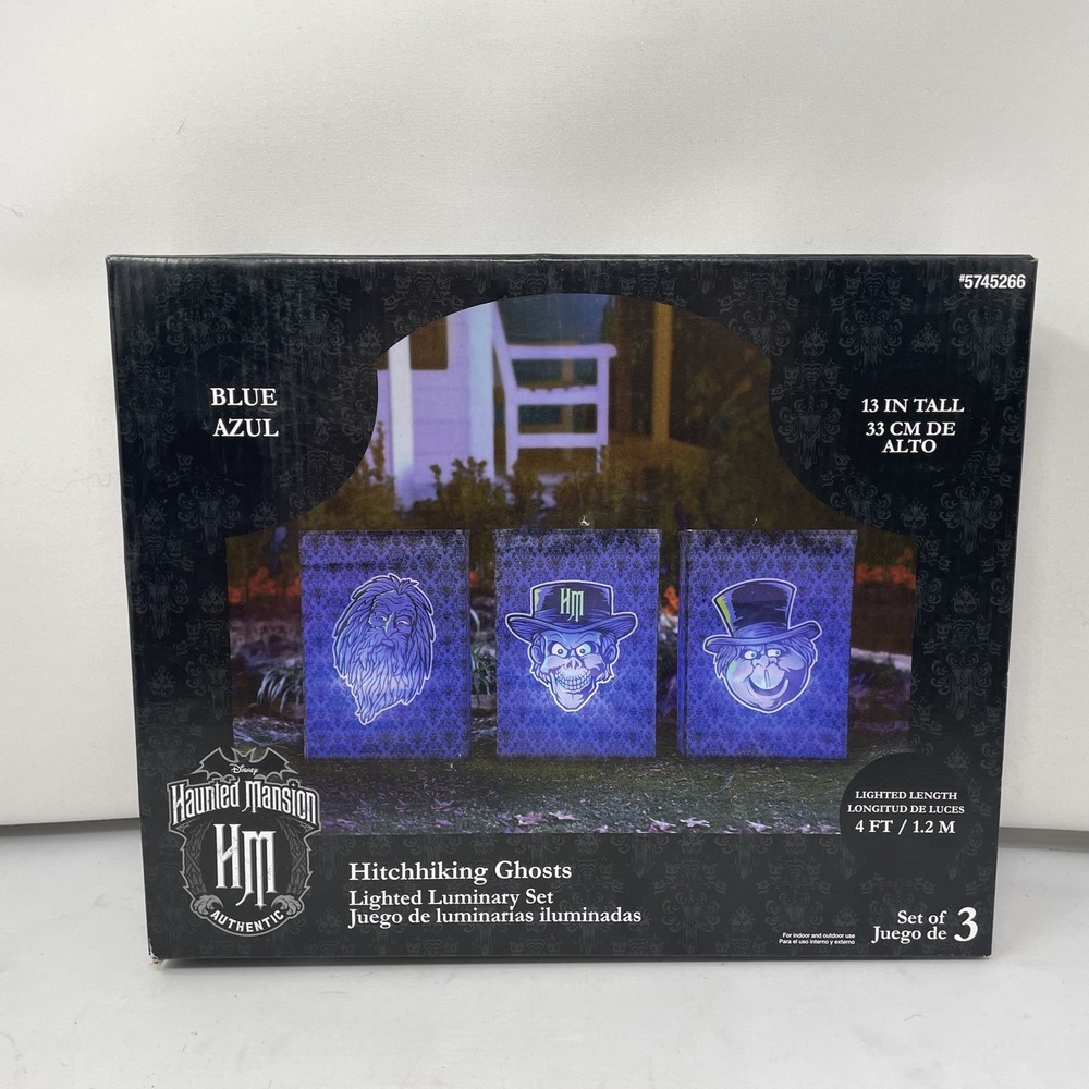 New!! Disney HAUNTED MANSION "Hitchhiking Ghosts- Lighted‎ Luminary Set" DISPLAY